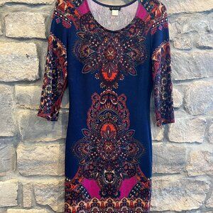 VENUS Bodycon Jewel Tone Multi-Colored Slim Soft Feel Dress Size Small